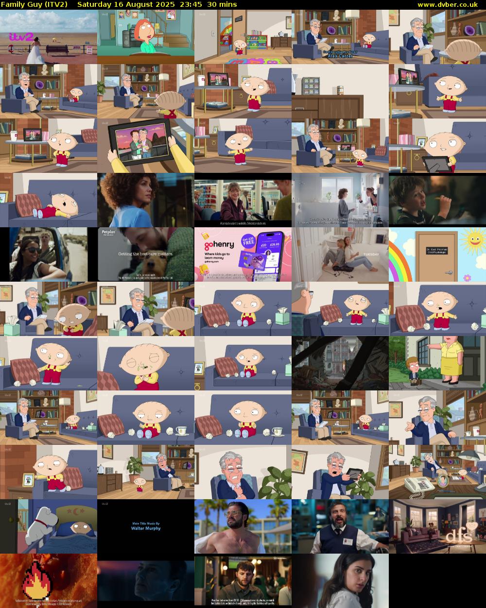 Family Guy (ITV2) Saturday 16 August 2025 23:45 - 00:15