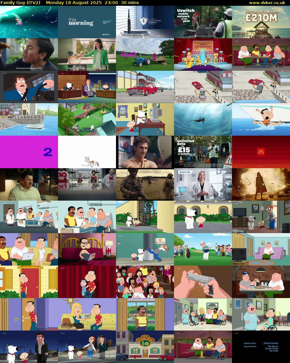 Family Guy (ITV2) Monday 18 August 2025 23:00 - 23:30