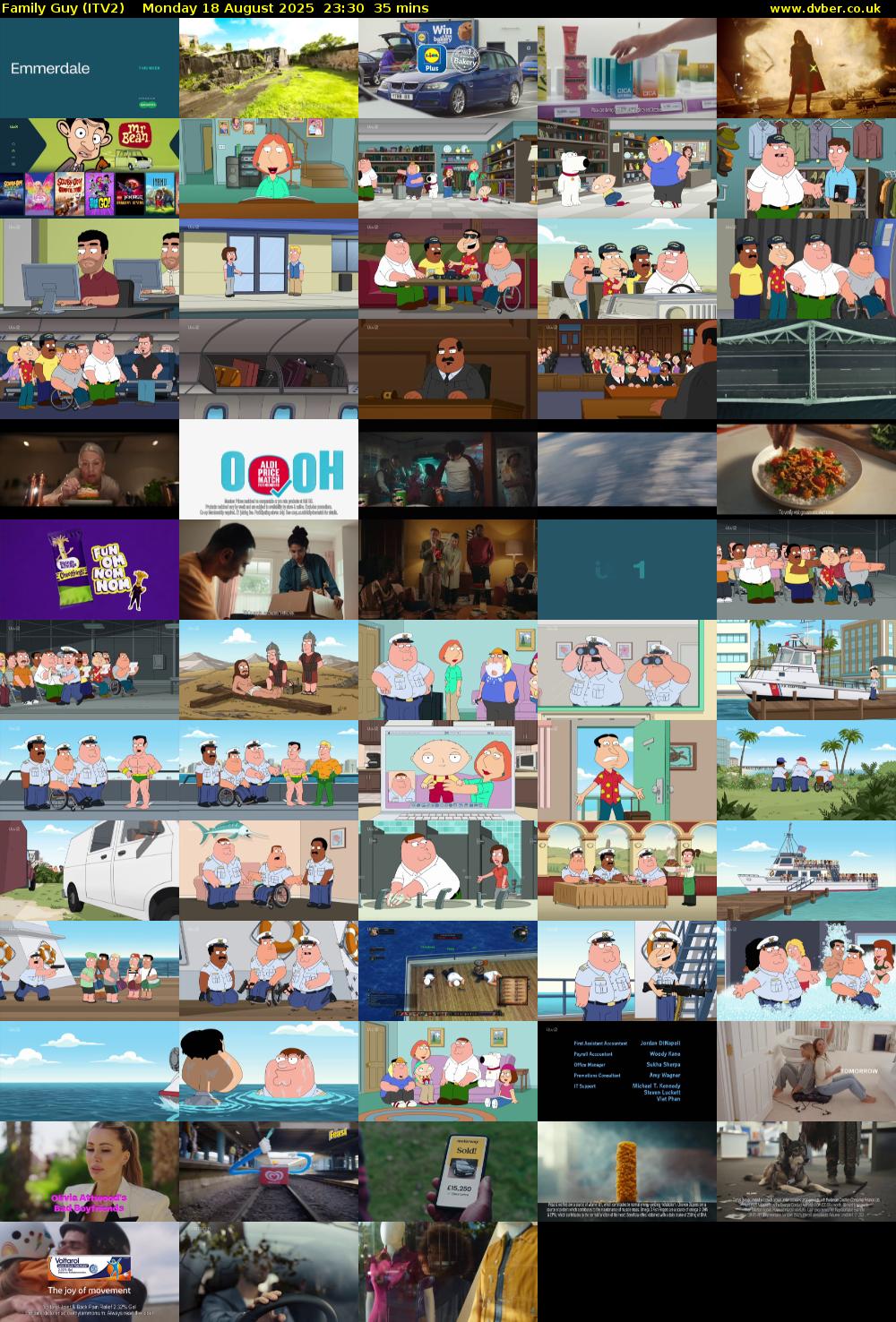 Family Guy (ITV2) Monday 18 August 2025 23:30 - 00:05