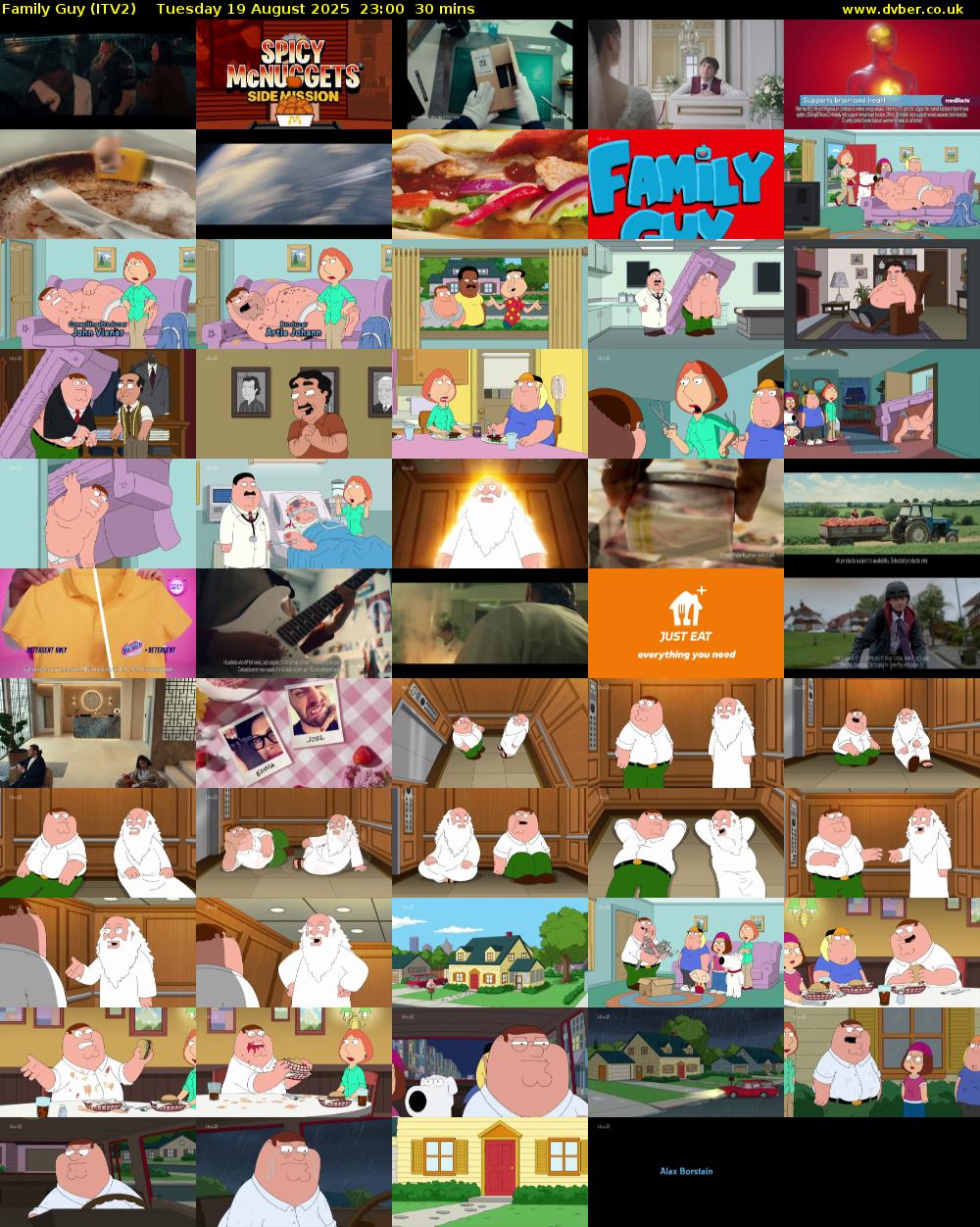 Family Guy (ITV2) Tuesday 19 August 2025 23:00 - 23:30
