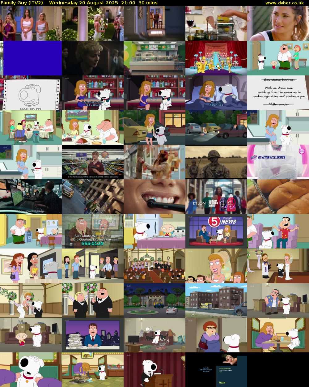 Family Guy (ITV2) Wednesday 20 August 2025 21:00 - 21:30