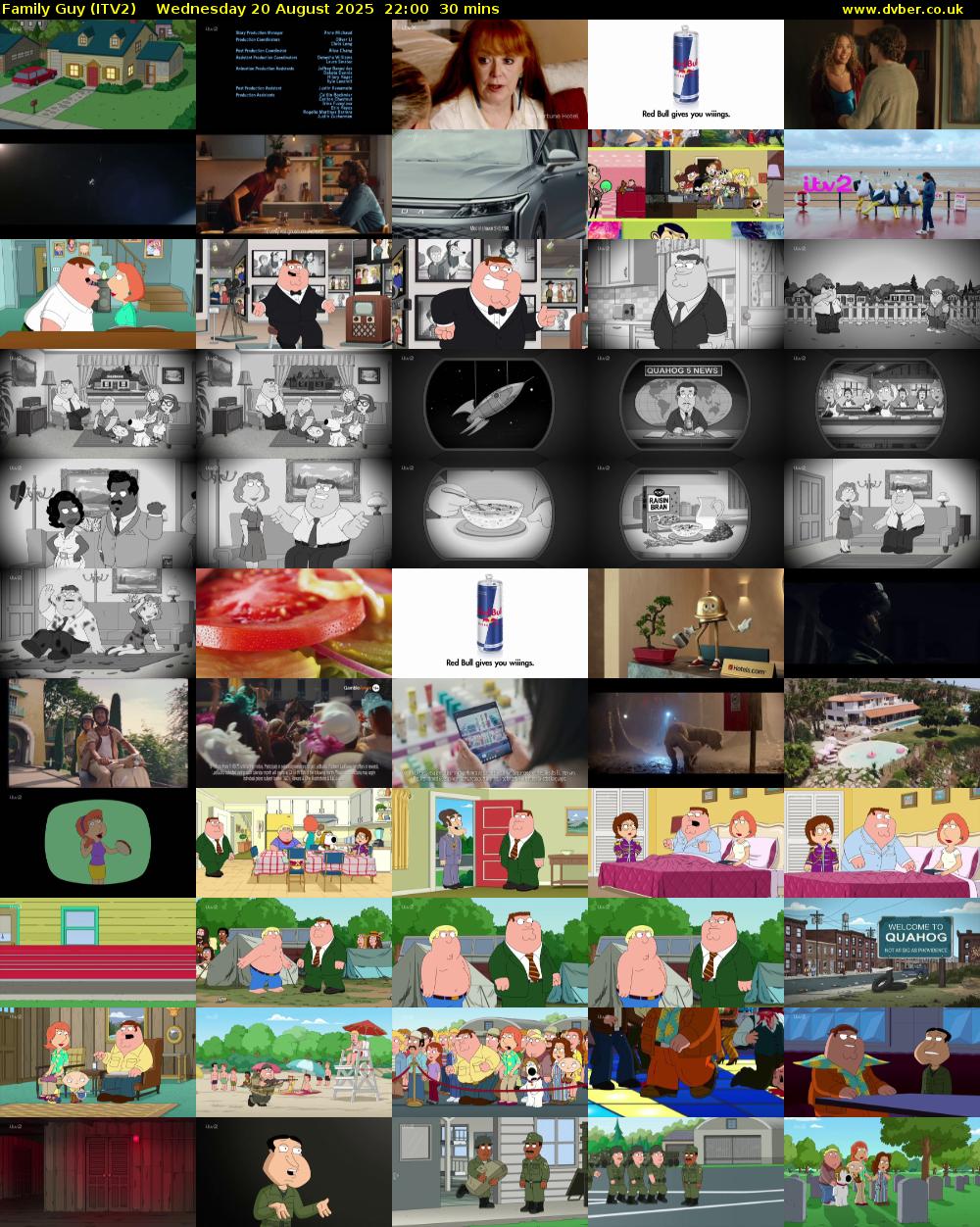 Family Guy (ITV2) Wednesday 20 August 2025 22:00 - 22:30