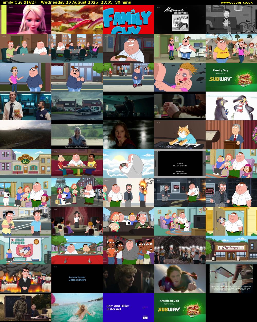 Family Guy (ITV2) Wednesday 20 August 2025 23:05 - 23:35