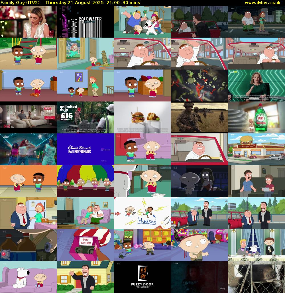 Family Guy (ITV2) Thursday 21 August 2025 21:00 - 21:30