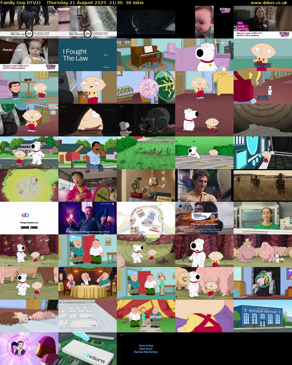 Family Guy (ITV2) Thursday 21 August 2025 21:30 - 22:00