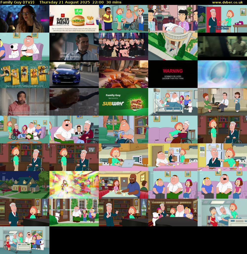 Family Guy (ITV2) Thursday 21 August 2025 22:00 - 22:30