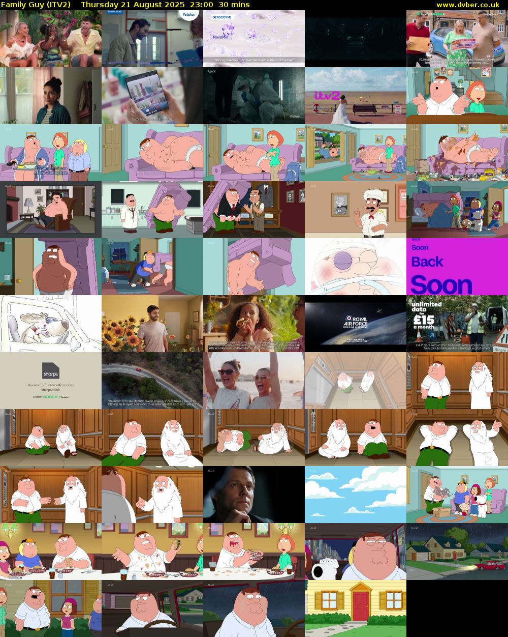 Family Guy (ITV2) Thursday 21 August 2025 23:00 - 23:30