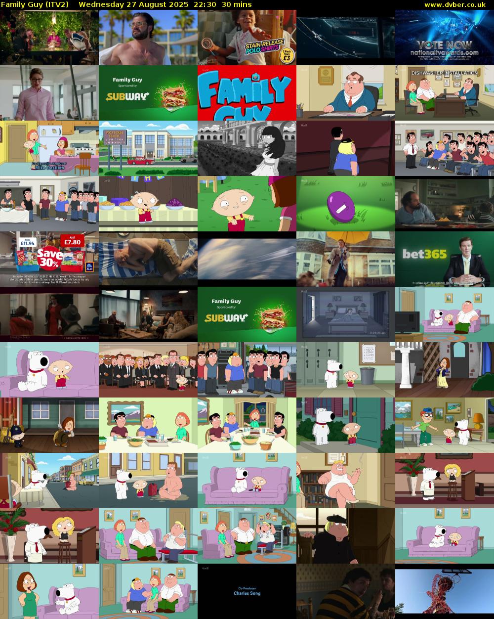 Family Guy (ITV2) Wednesday 27 August 2025 22:30 - 23:00