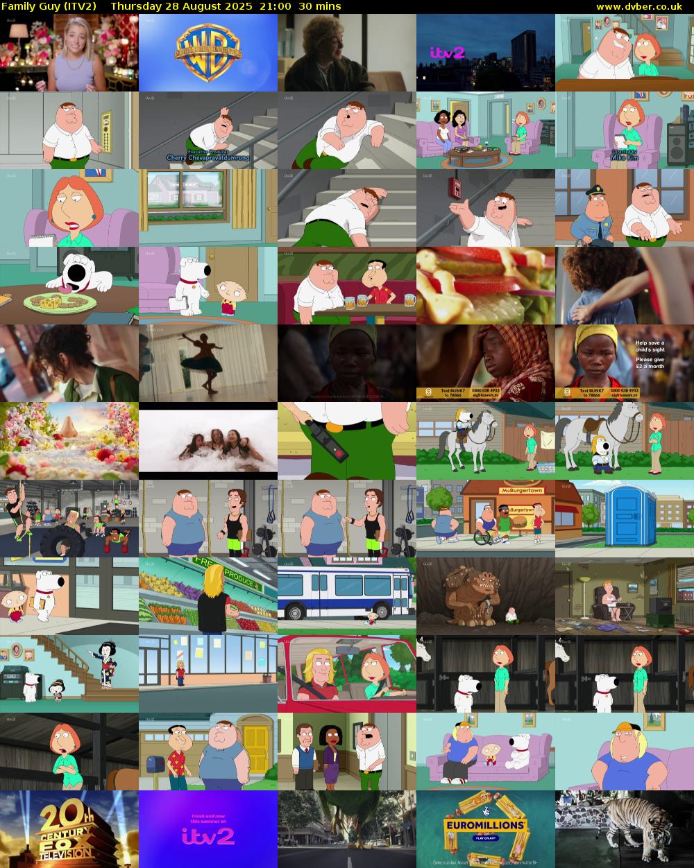 Family Guy (ITV2) Thursday 28 August 2025 21:00 - 21:30