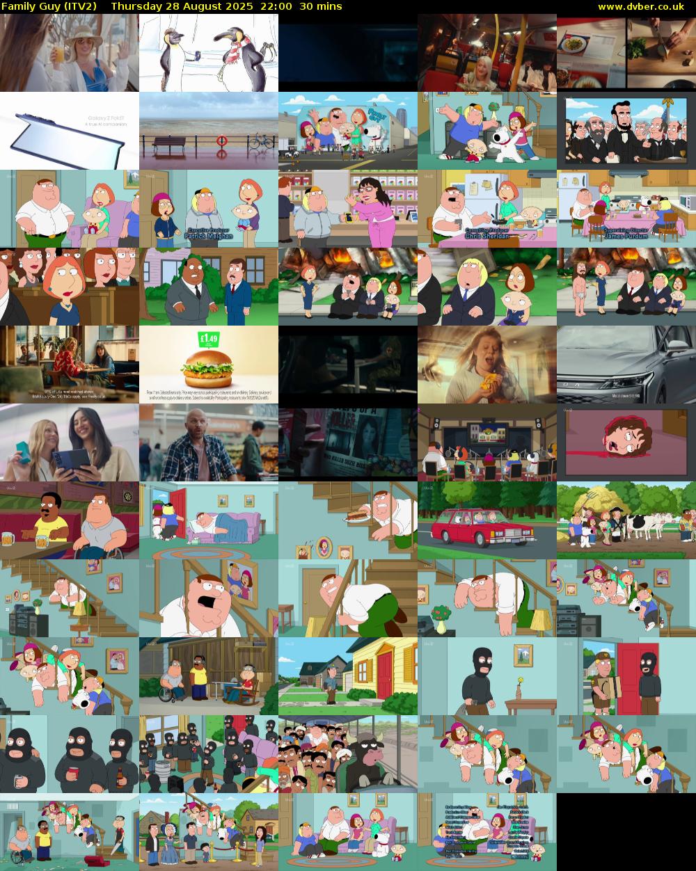 Family Guy (ITV2) Thursday 28 August 2025 22:00 - 22:30