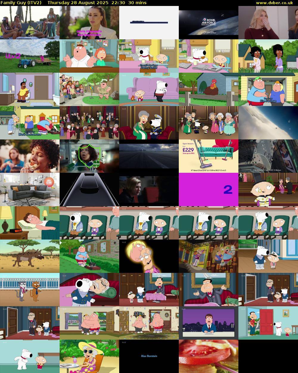 Family Guy (ITV2) Thursday 28 August 2025 22:30 - 23:00
