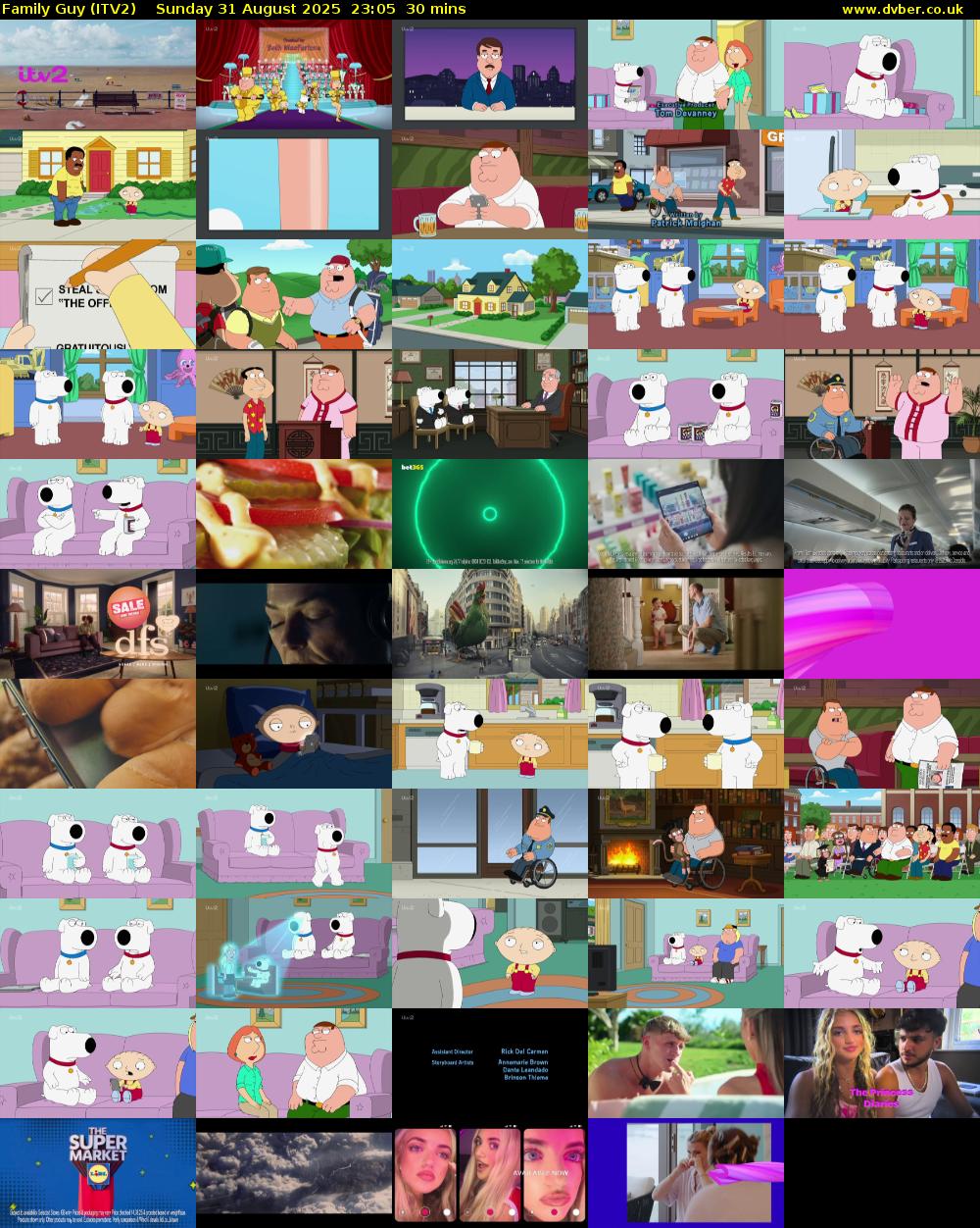 Family Guy (ITV2) Sunday 31 August 2025 23:05 - 23:35