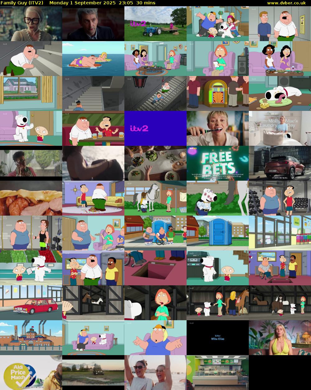 Family Guy (ITV2) Monday 1 September 2025 23:05 - 23:35