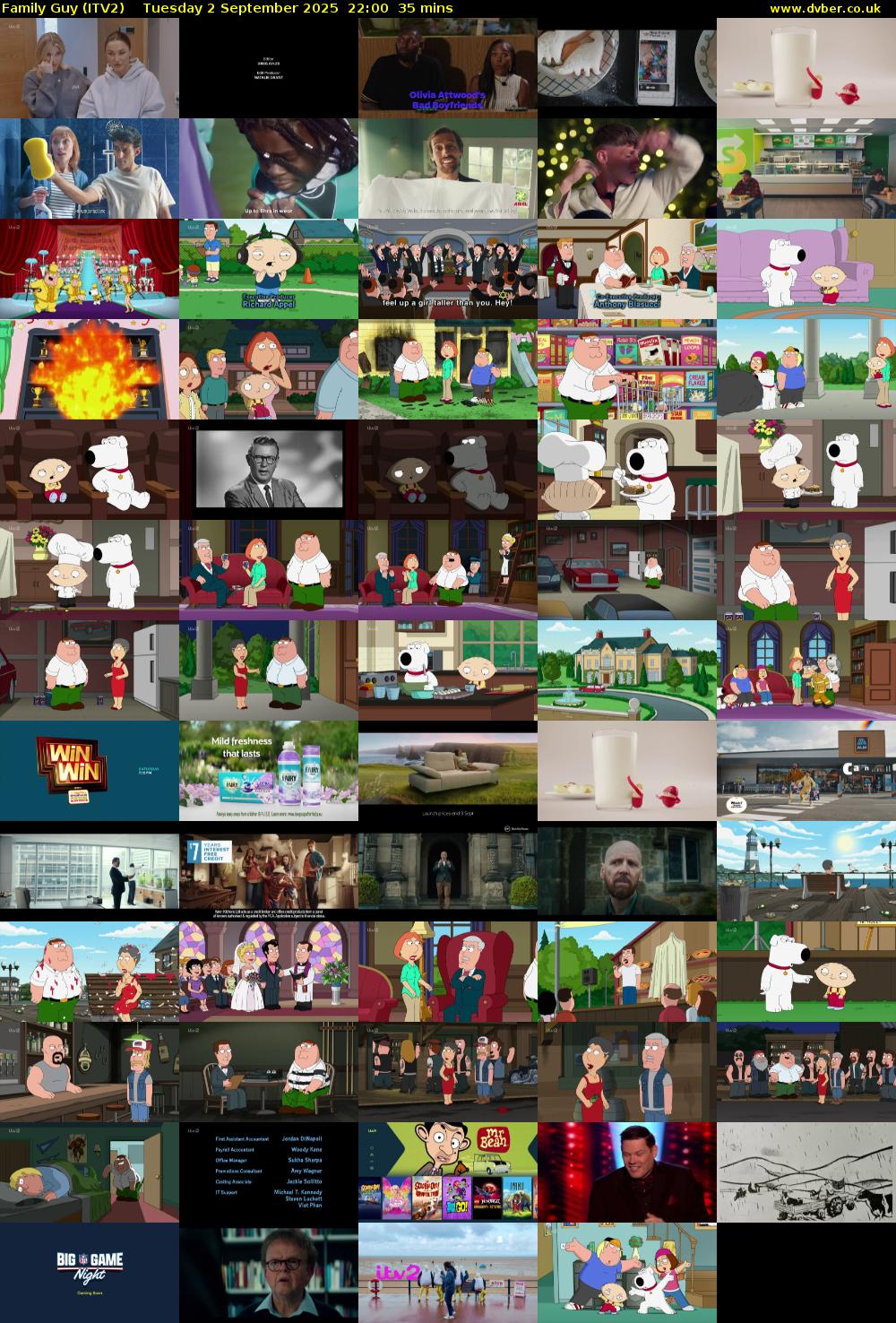 Family Guy (ITV2) Tuesday 2 September 2025 22:00 - 22:35