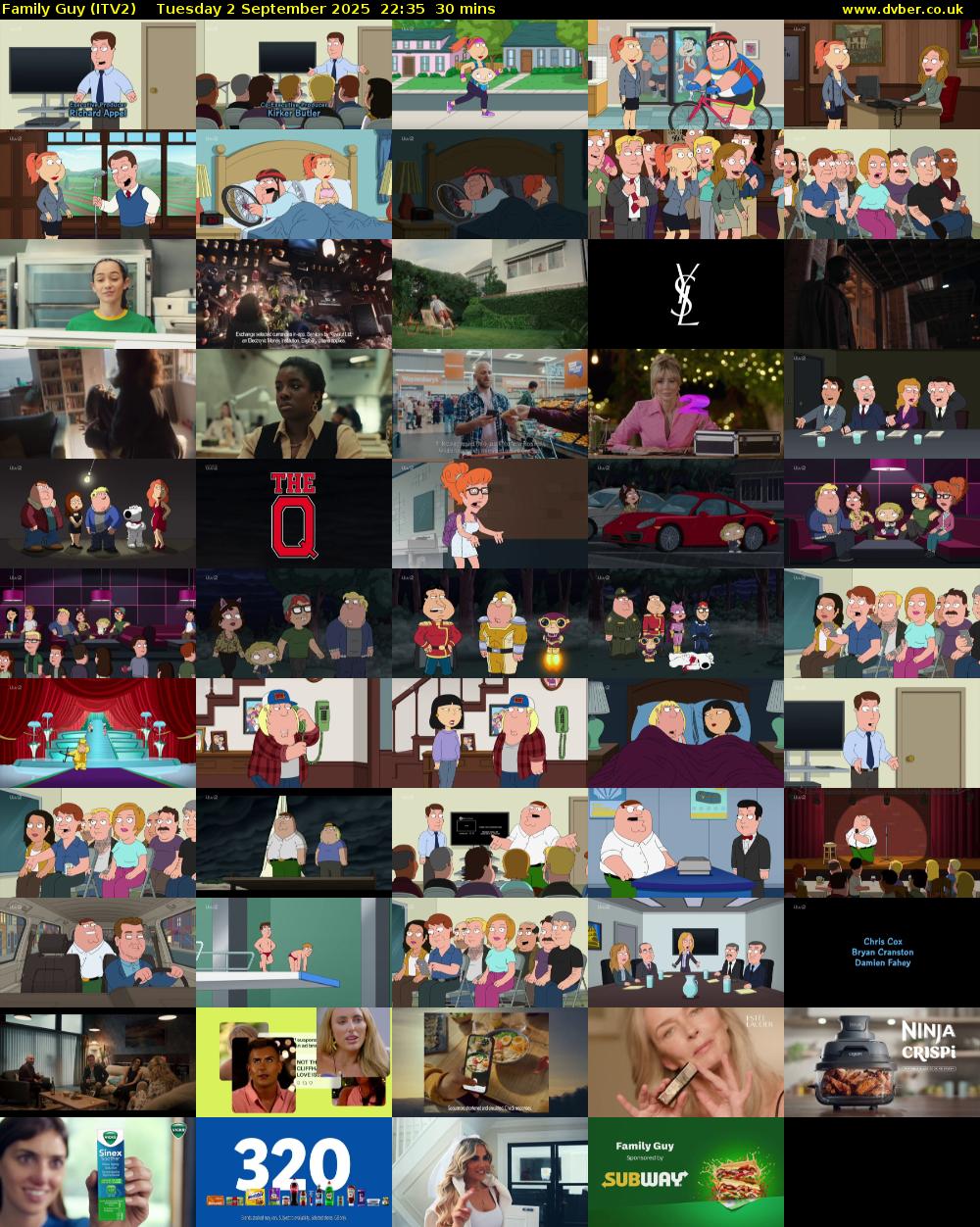 Family Guy (ITV2) Tuesday 2 September 2025 22:35 - 23:05
