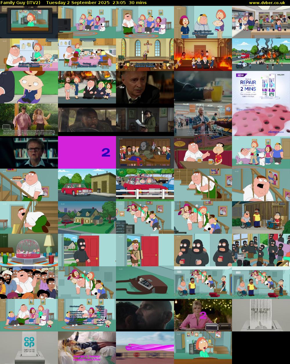 Family Guy (ITV2) Tuesday 2 September 2025 23:05 - 23:35