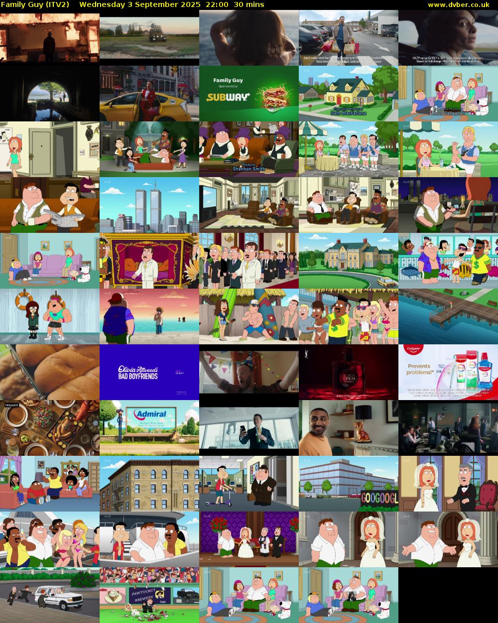 Family Guy (ITV2) Wednesday 3 September 2025 22:00 - 22:30