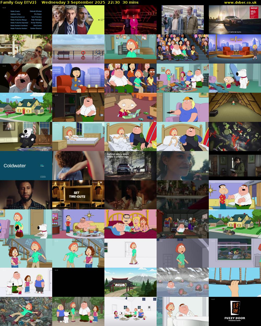 Family Guy (ITV2) Wednesday 3 September 2025 22:30 - 23:00