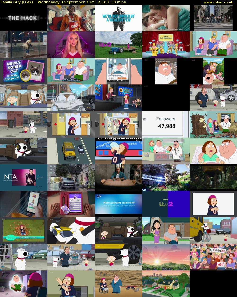 Family Guy (ITV2) Wednesday 3 September 2025 23:00 - 23:30