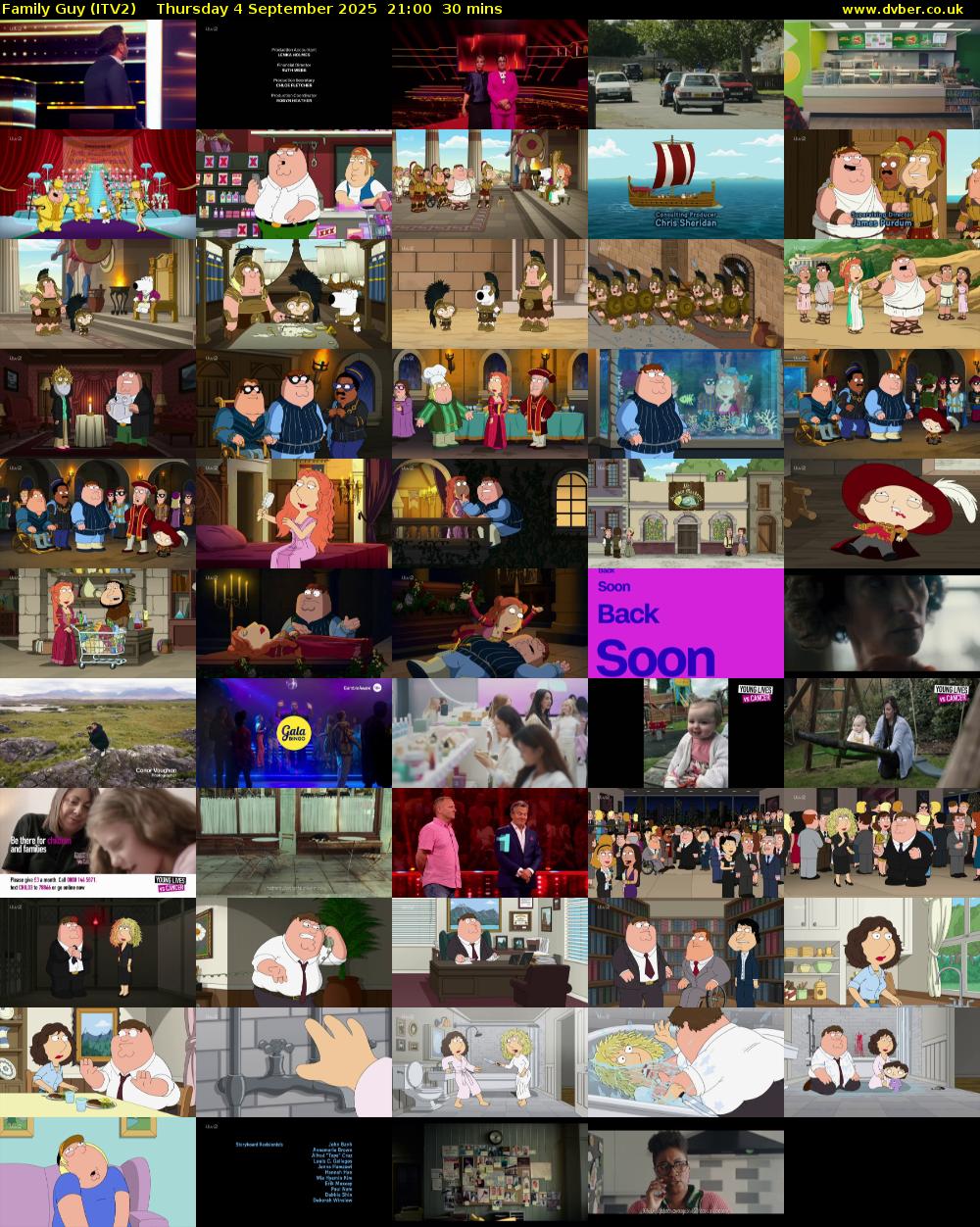 Family Guy (ITV2) Thursday 4 September 2025 21:00 - 21:30