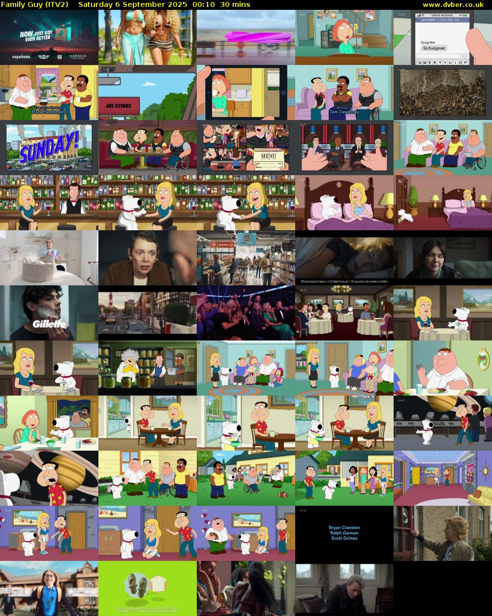 Family Guy (ITV2) Saturday 6 September 2025 00:10 - 00:40
