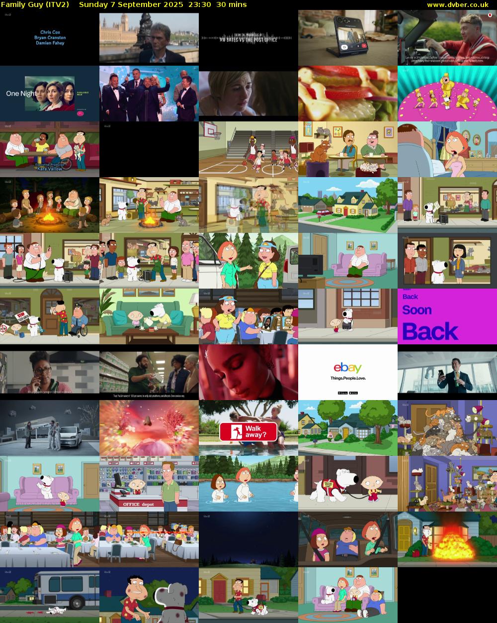 Family Guy (ITV2) Sunday 7 September 2025 23:30 - 00:00