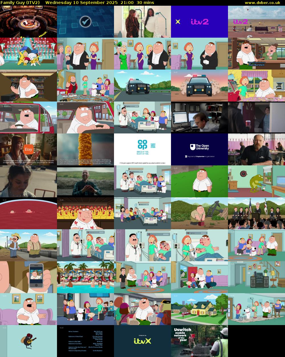 Family Guy (ITV2) Wednesday 10 September 2025 21:00 - 21:30
