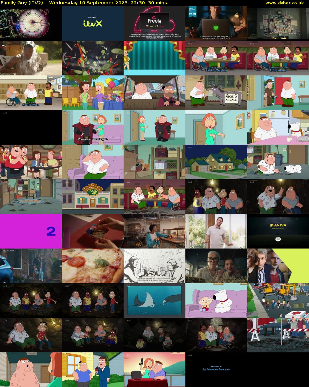 Family Guy (ITV2) Wednesday 10 September 2025 22:30 - 23:00
