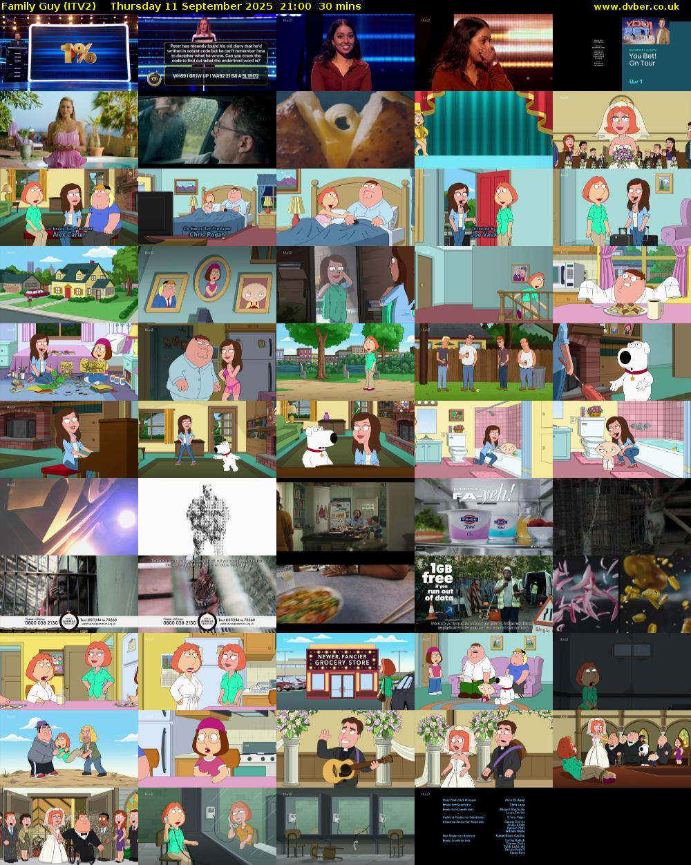 Family Guy (ITV2) Thursday 11 September 2025 21:00 - 21:30