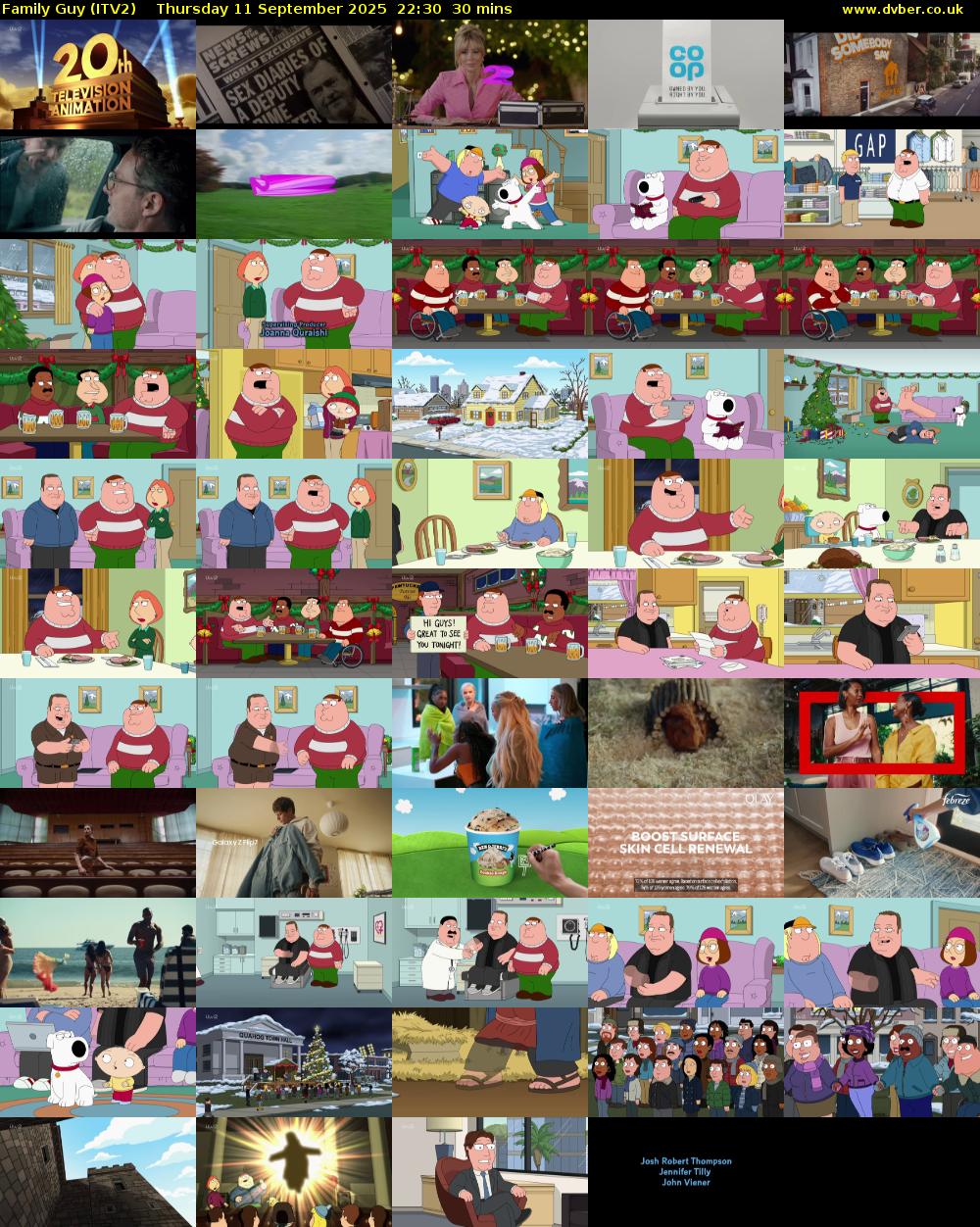 Family Guy (ITV2) Thursday 11 September 2025 22:30 - 23:00