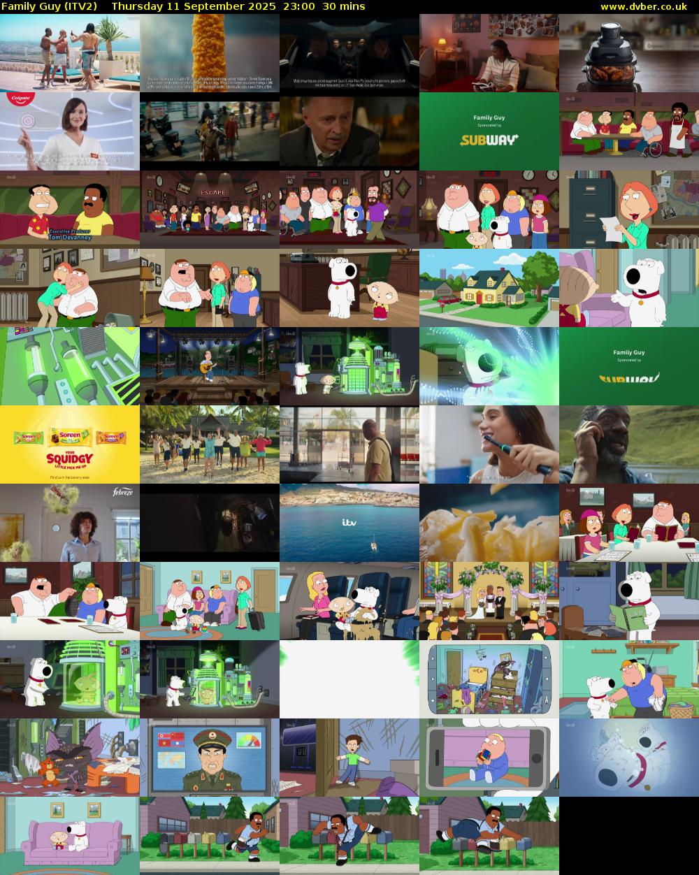 Family Guy (ITV2) Thursday 11 September 2025 23:00 - 23:30