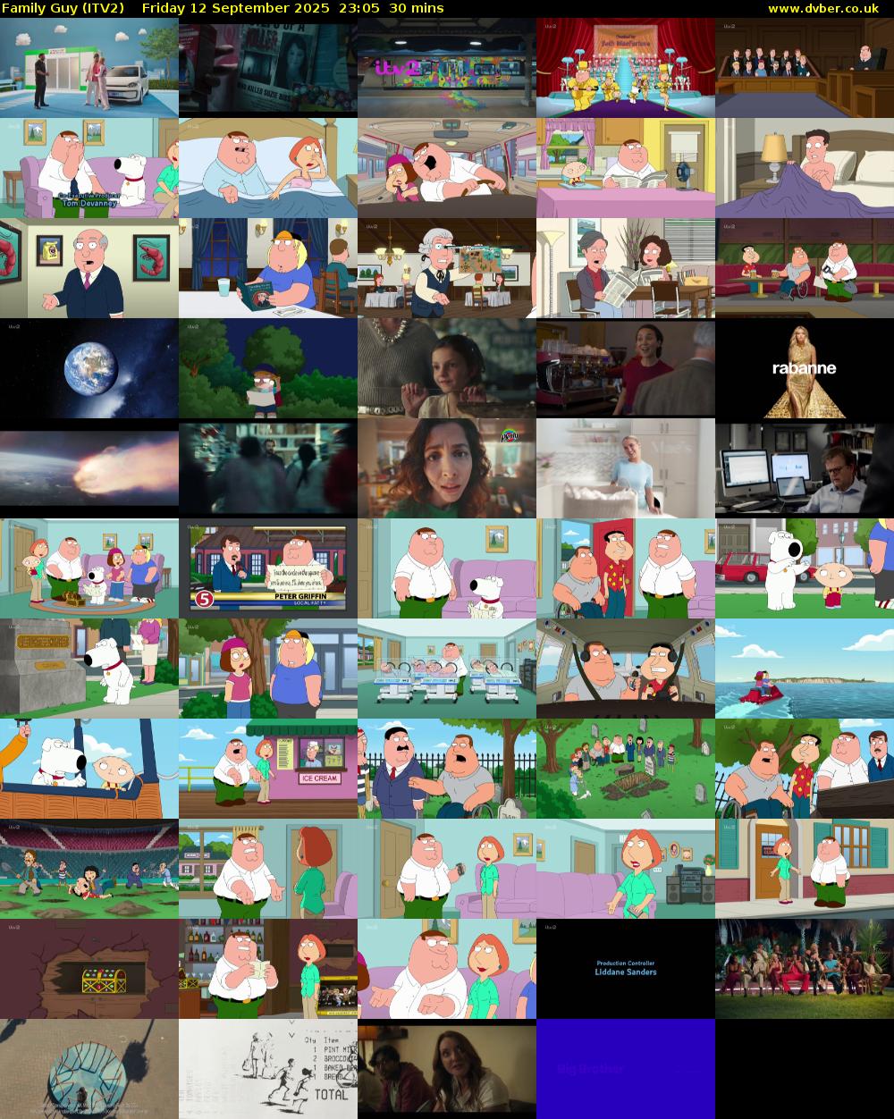 Family Guy (ITV2) Friday 12 September 2025 23:05 - 23:35