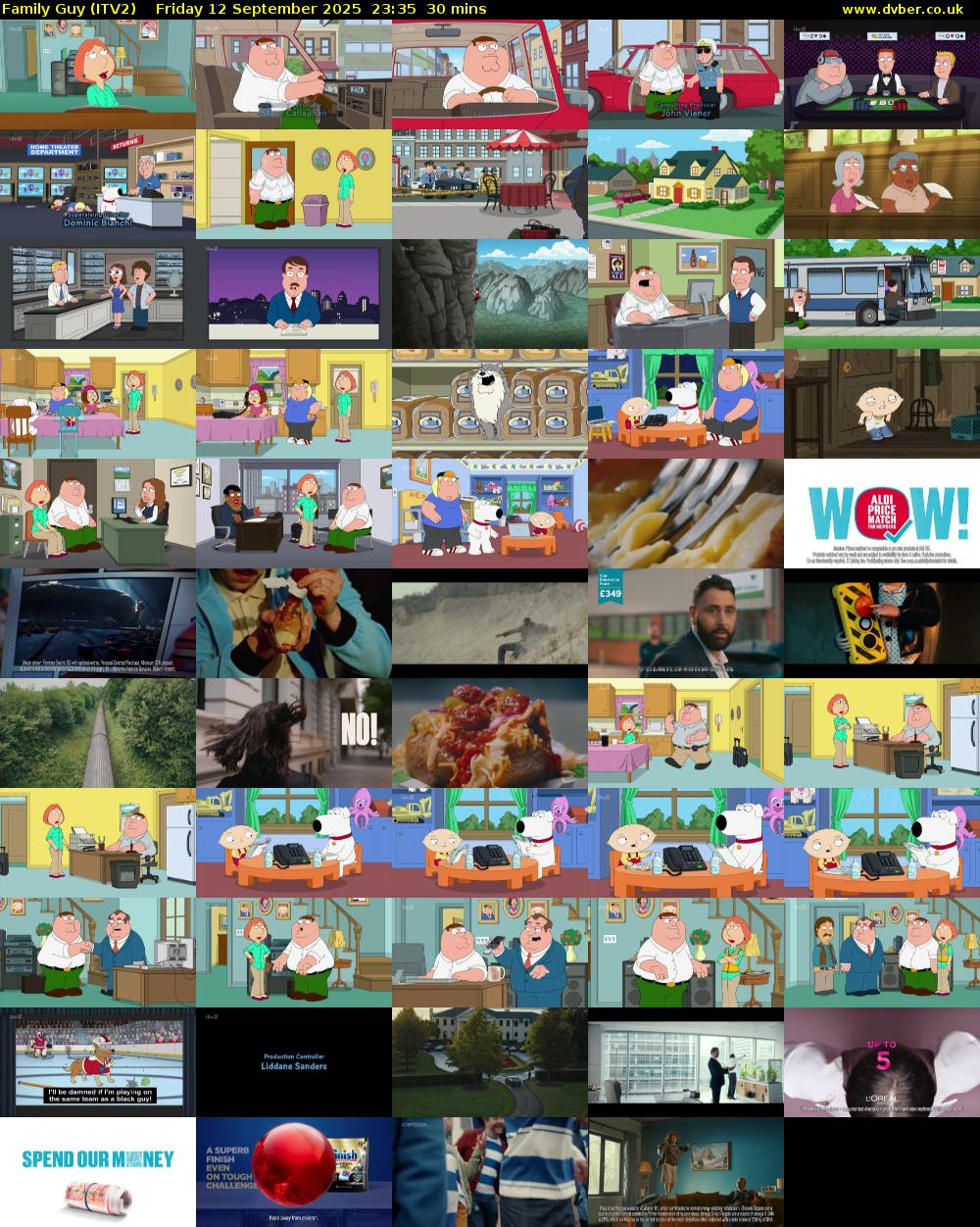 Family Guy (ITV2) Friday 12 September 2025 23:35 - 00:05