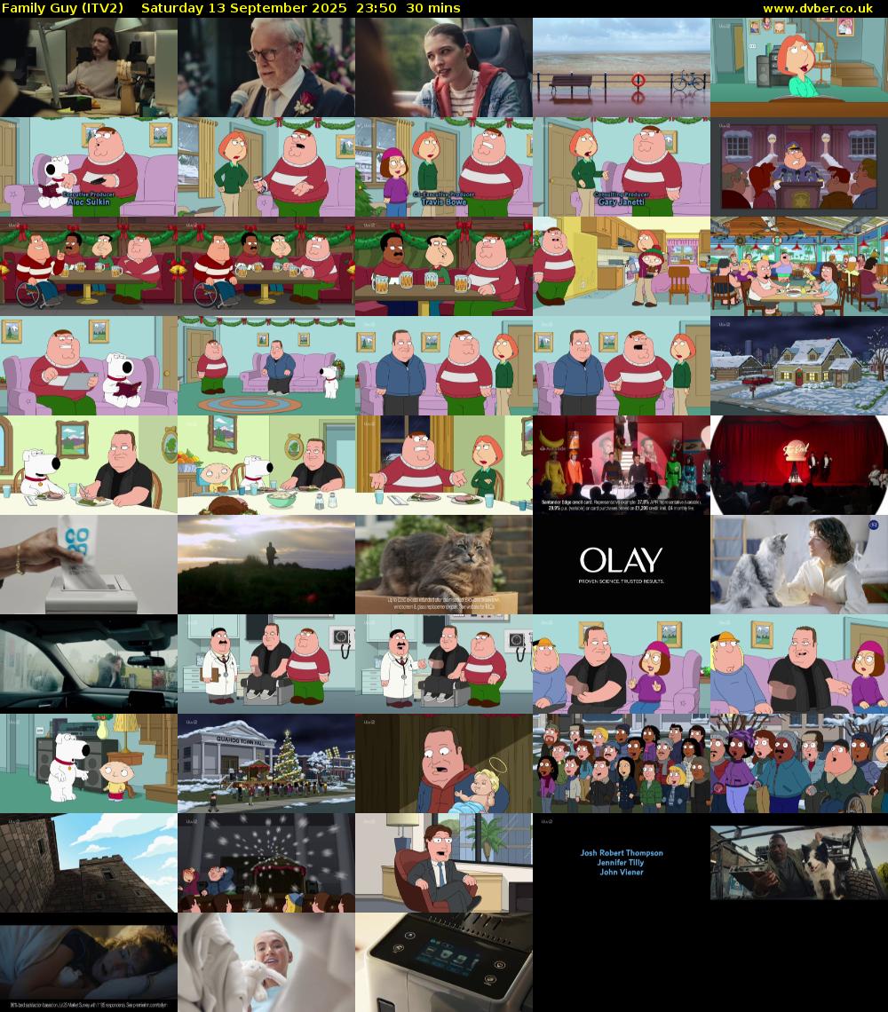 Family Guy (ITV2) Saturday 13 September 2025 23:50 - 00:20