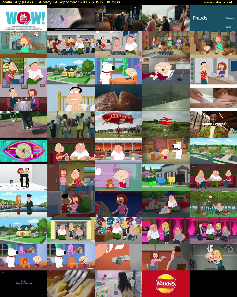 Family Guy (ITV2) Sunday 14 September 2025 23:05 - 23:35