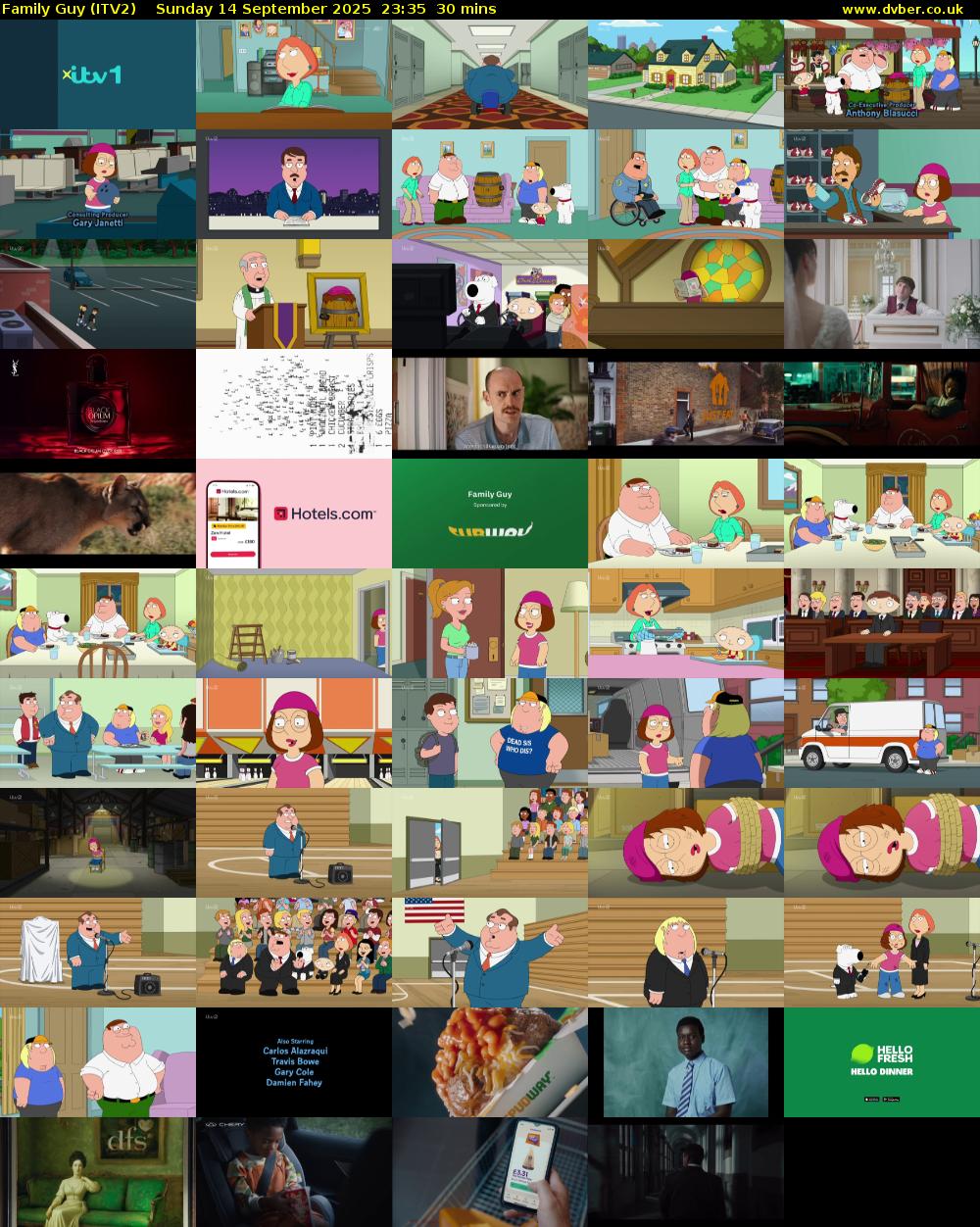Family Guy (ITV2) Sunday 14 September 2025 23:35 - 00:05