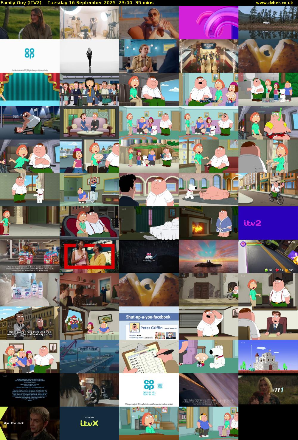 Family Guy (ITV2) Tuesday 16 September 2025 23:00 - 23:35