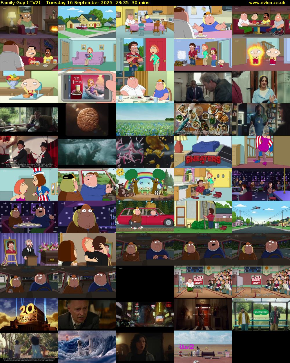 Family Guy (ITV2) Tuesday 16 September 2025 23:35 - 00:05