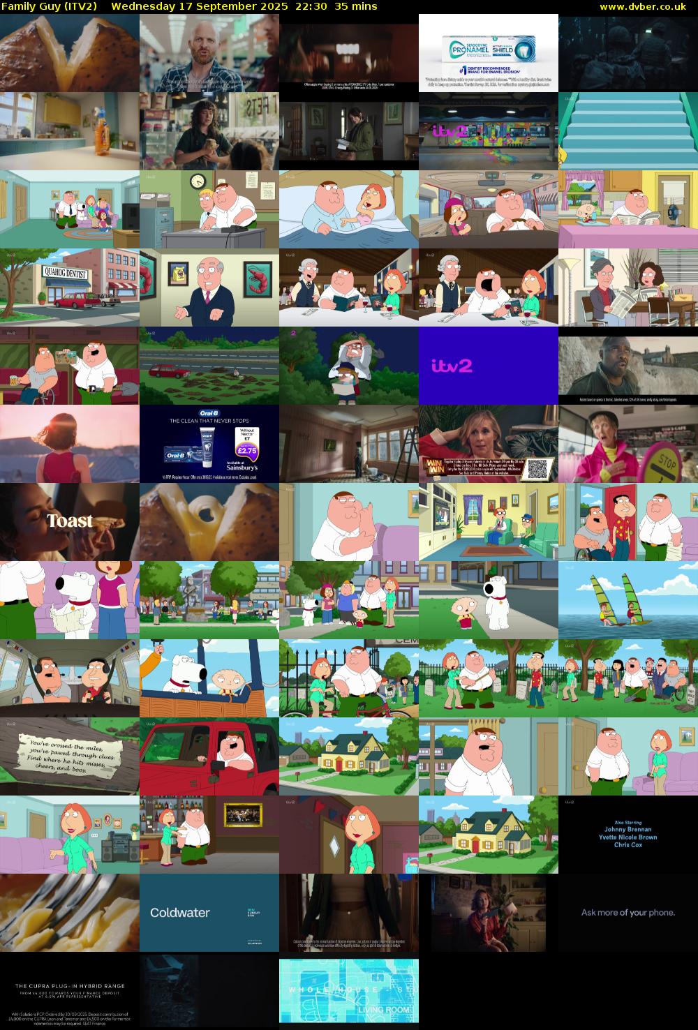 Family Guy (ITV2) Wednesday 17 September 2025 22:30 - 23:05