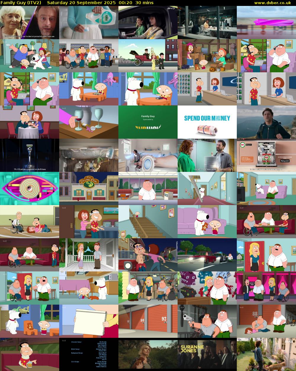 Family Guy (ITV2) Saturday 20 September 2025 00:20 - 00:50