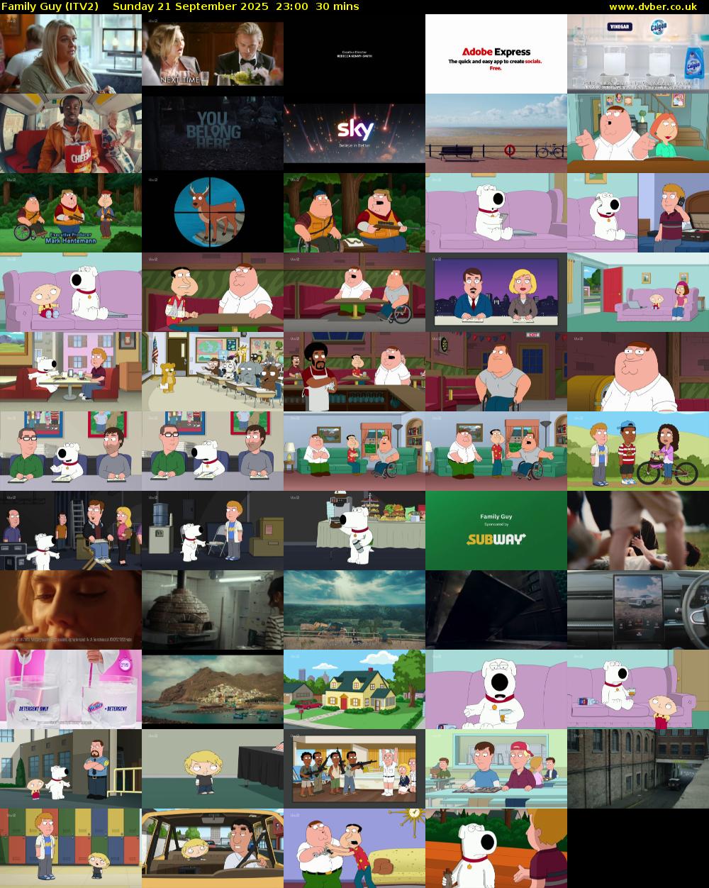 Family Guy (ITV2) Sunday 21 September 2025 23:00 - 23:30