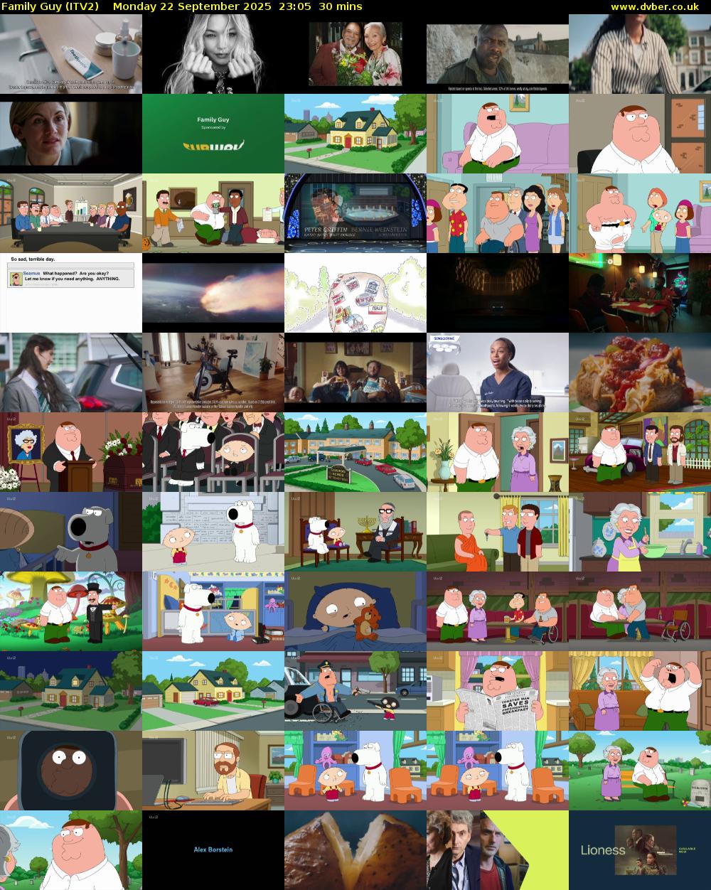 Family Guy (ITV2) Monday 22 September 2025 23:05 - 23:35