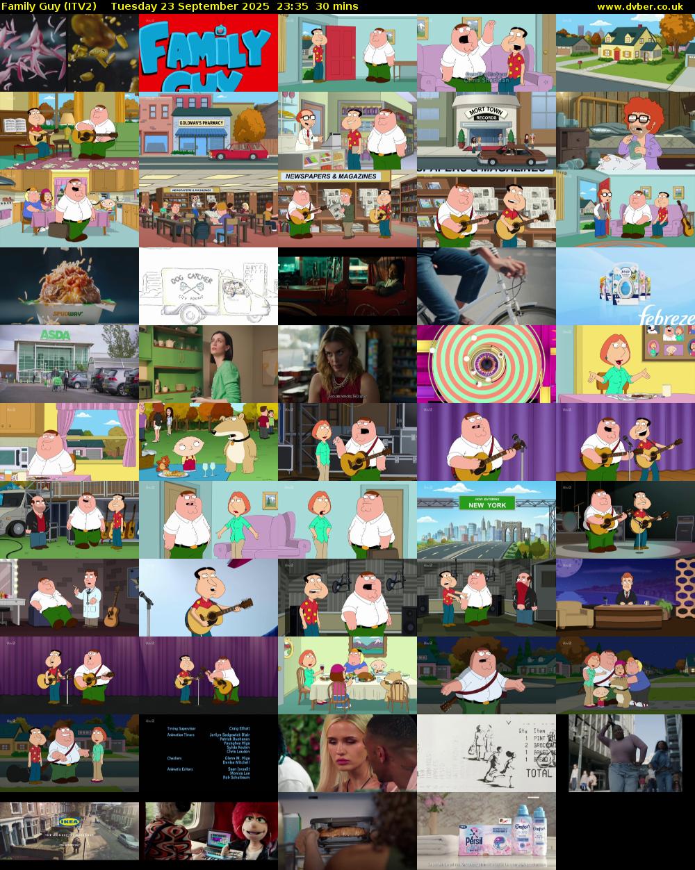 Family Guy (ITV2) Tuesday 23 September 2025 23:35 - 00:05