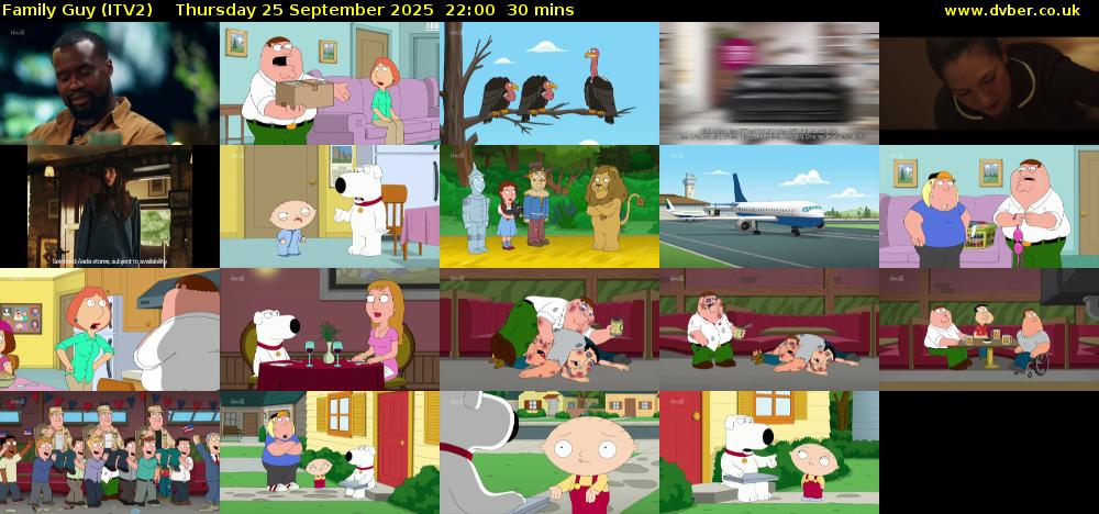 Family Guy (ITV2) Thursday 25 September 2025 22:00 - 22:30