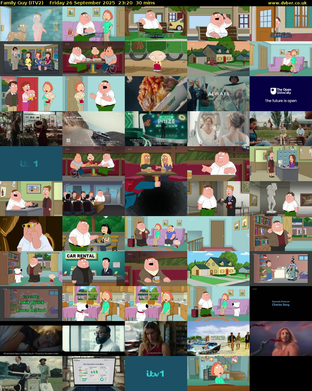 Family Guy (ITV2) Friday 26 September 2025 23:20 - 23:50