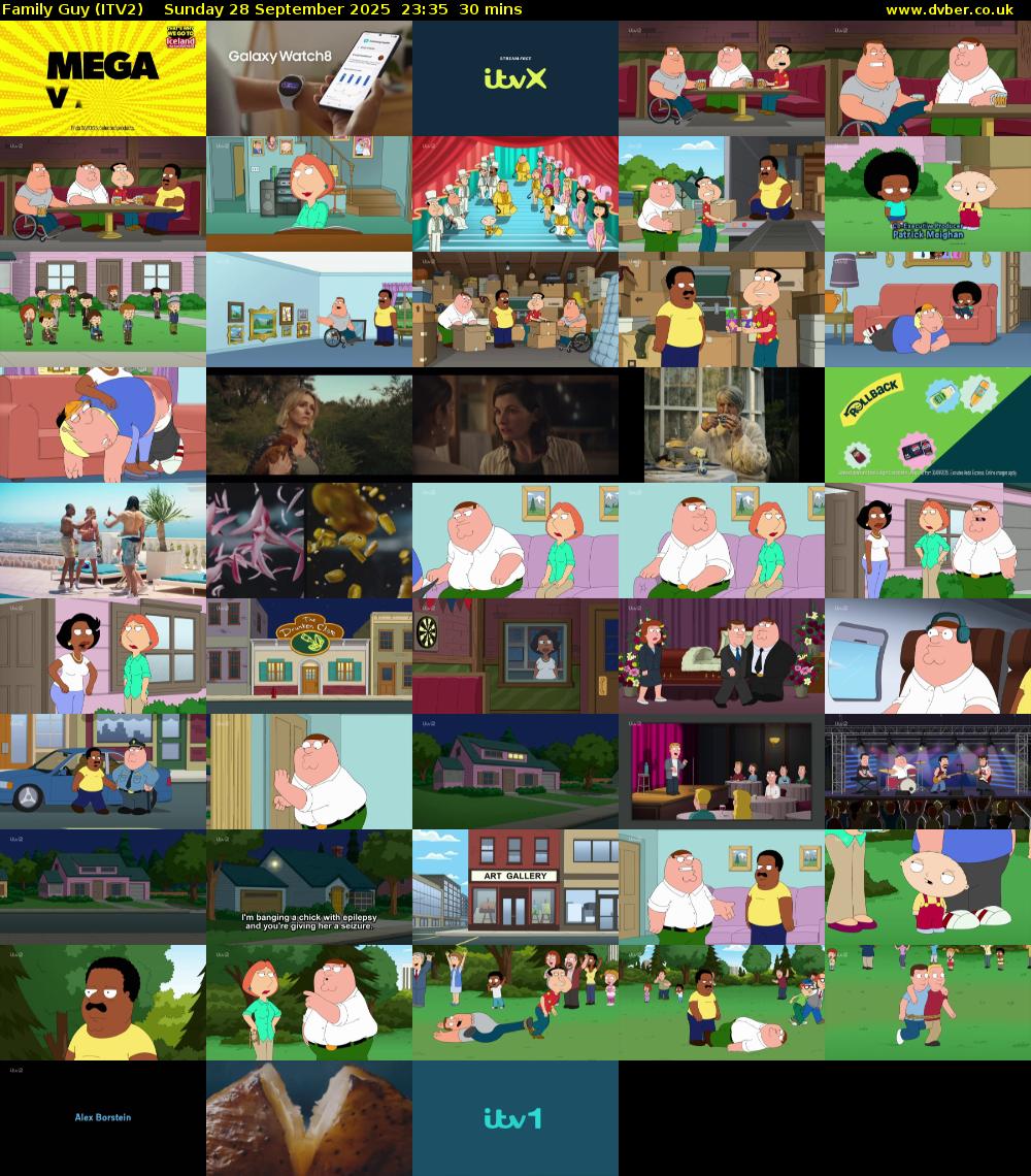 Family Guy (ITV2) Sunday 28 September 2025 23:35 - 00:05