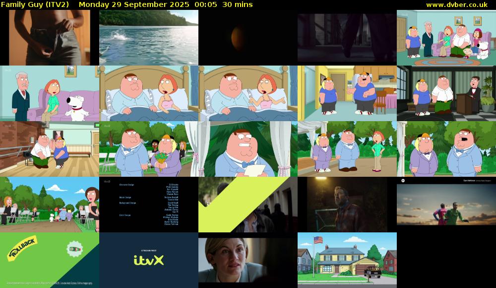 Family Guy (ITV2) Monday 29 September 2025 00:05 - 00:35