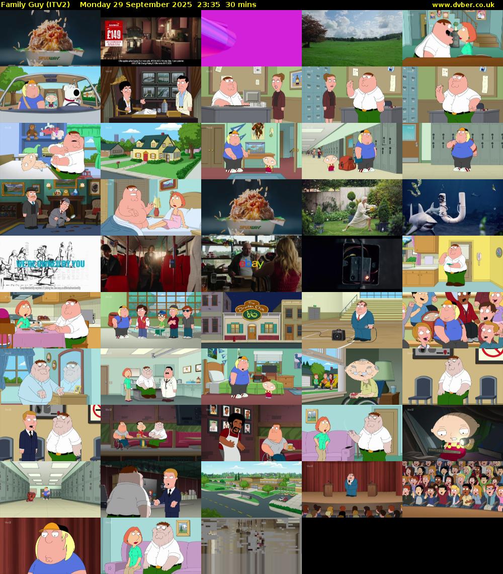 Family Guy (ITV2) Monday 29 September 2025 23:35 - 00:05
