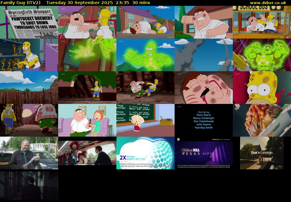 Family Guy (ITV2) Tuesday 30 September 2025 23:35 - 00:05