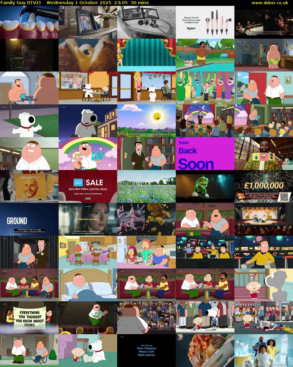 Family Guy (ITV2) Wednesday 1 October 2025 23:05 - 23:35